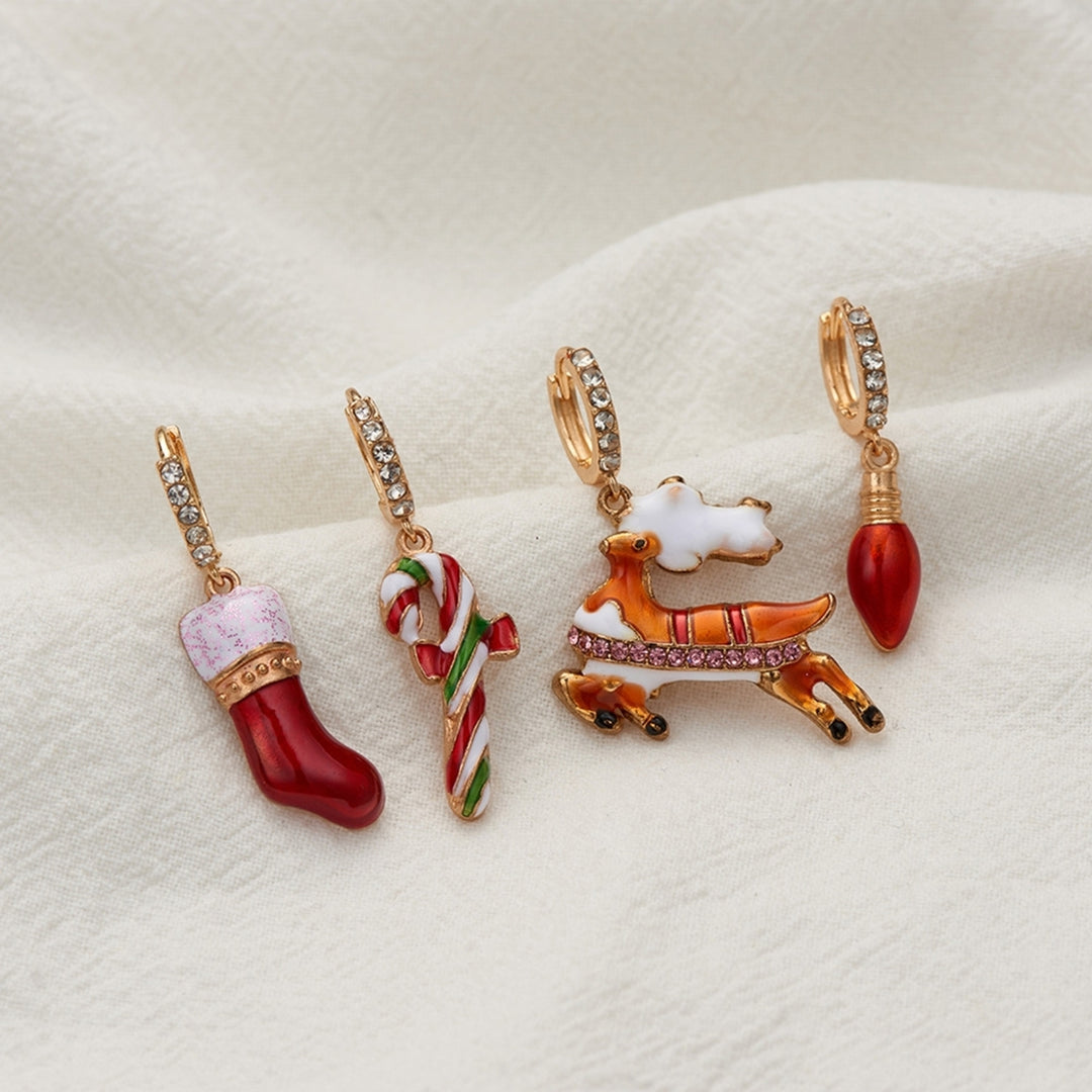 1 Pair Christmas Earrings Snowflake Cute Women Cartoon Crutch Pendant Dangle Earrings for Party Image 10