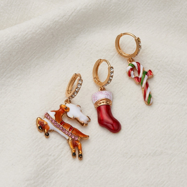 1 Pair Christmas Earrings Snowflake Cute Women Cartoon Crutch Pendant Dangle Earrings for Party Image 11
