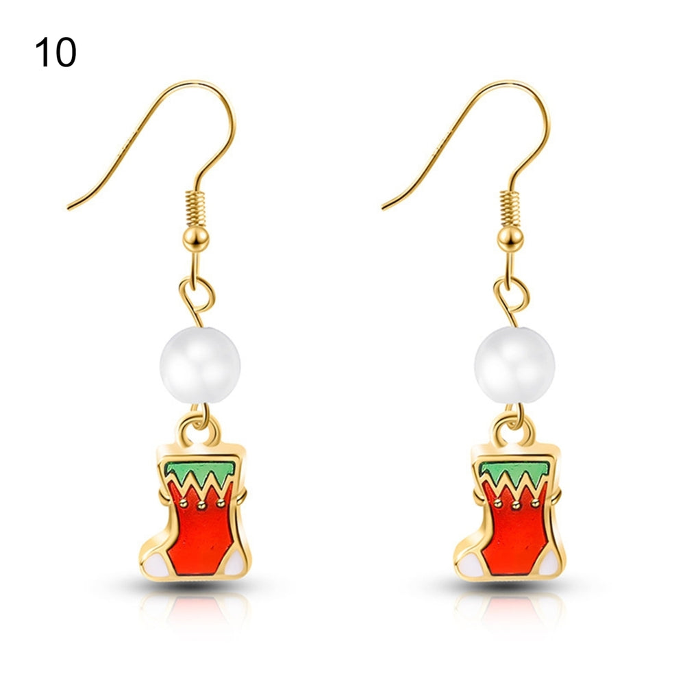 1 Pair Christmas Hook Earrings Wide Application Stylish Cute Christmas Dangle Hook Earring for Girls Image 2
