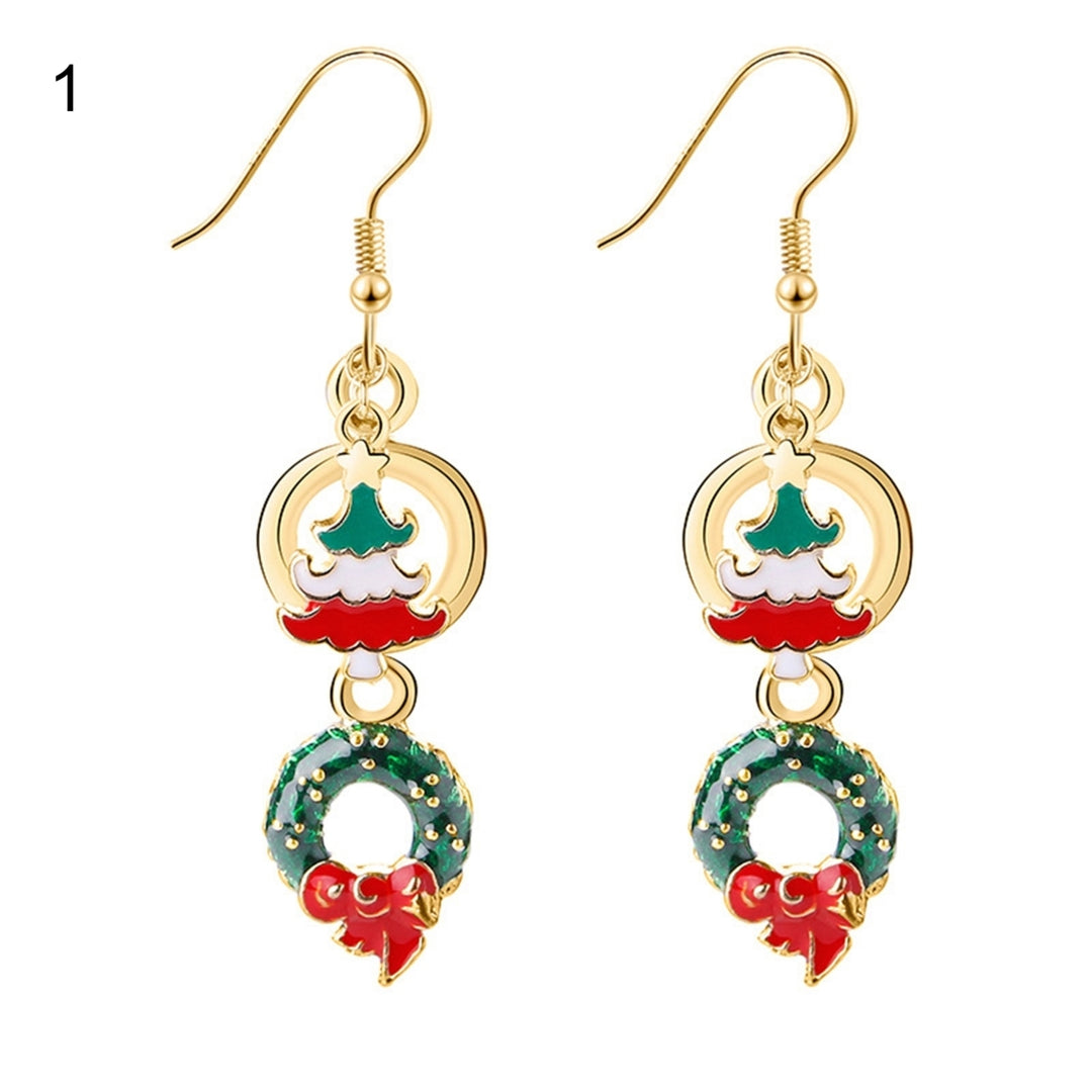 1 Pair Christmas Hook Earrings Wide Application Stylish Cute Christmas Dangle Hook Earring for Girls Image 6