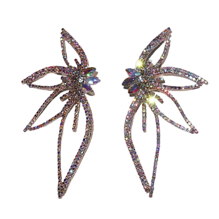 1 Pair Stud Earrings Exaggerated Flower Design Rhinestone European American Style Statement Earrings Wedding Accessories Image 4