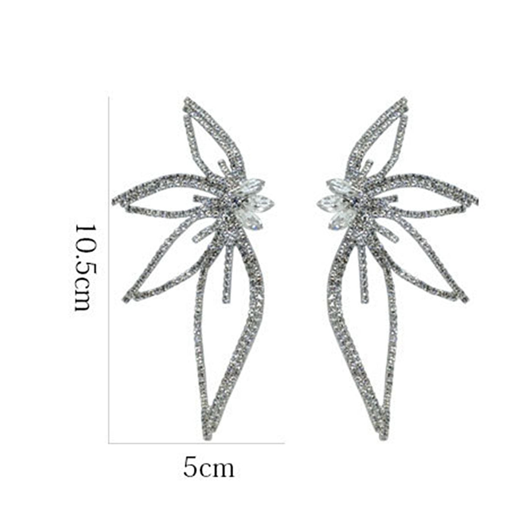 1 Pair Stud Earrings Exaggerated Flower Design Rhinestone European American Style Statement Earrings Wedding Accessories Image 8