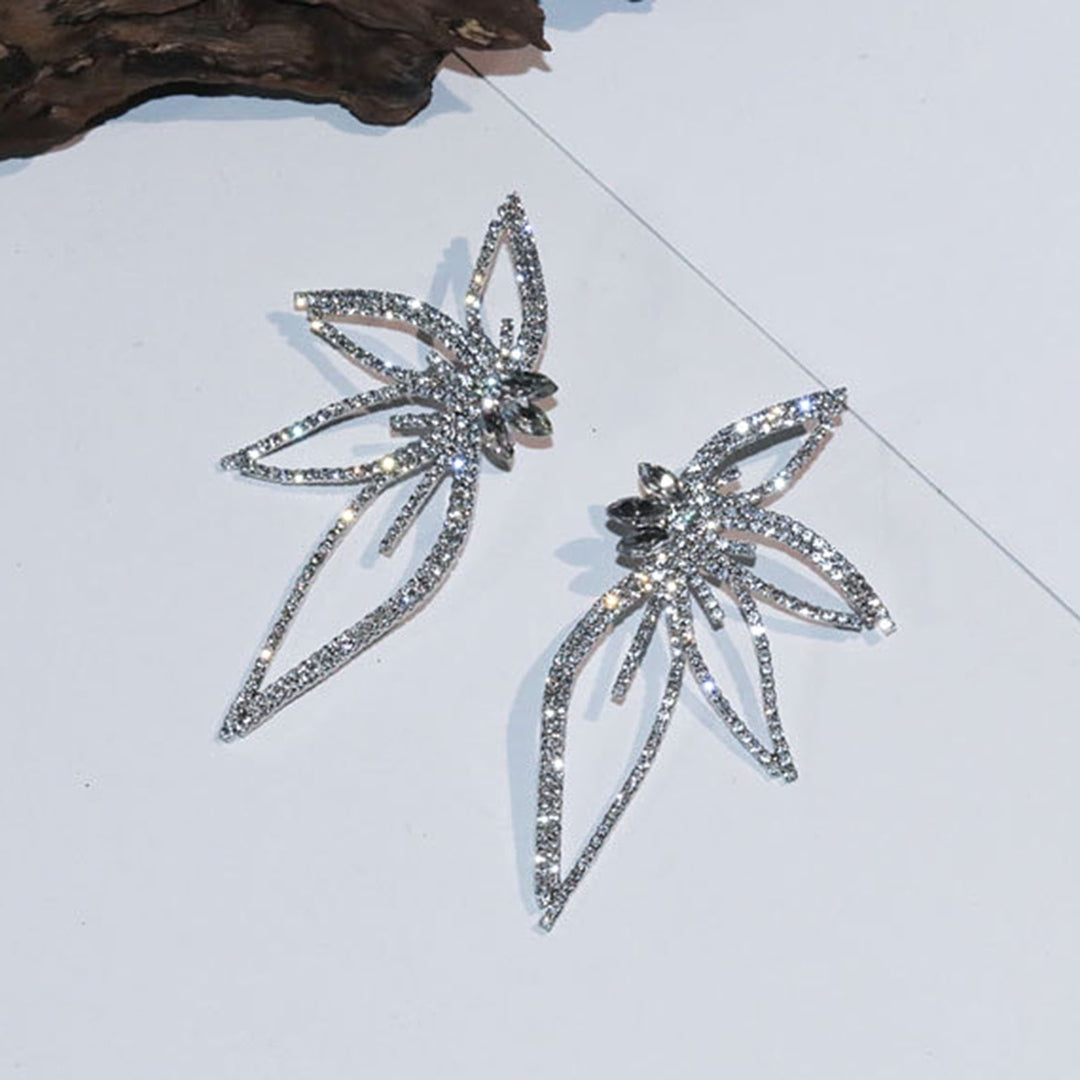 1 Pair Stud Earrings Exaggerated Flower Design Rhinestone European American Style Statement Earrings Wedding Accessories Image 12