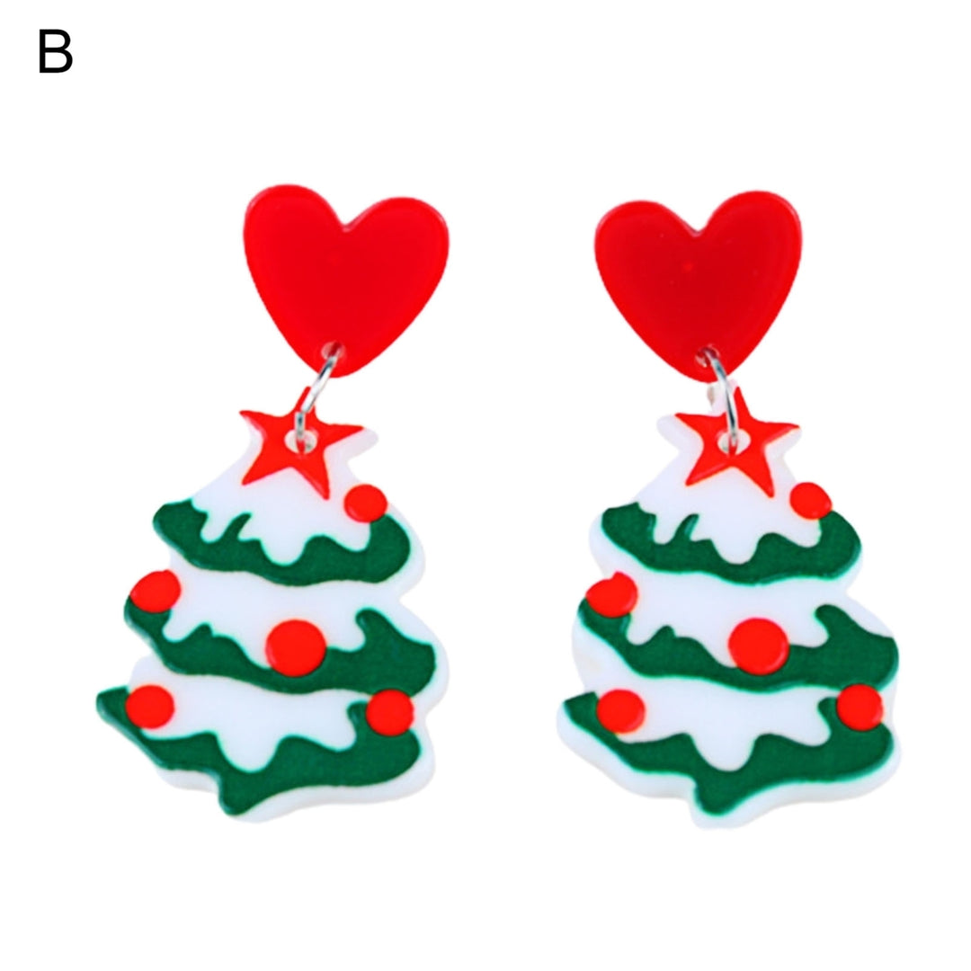 1 Pair Dangle Earrings Christmas Bell Dress Up Women Contrast Color Cartoon Dangle Earrings for Xmas Image 3
