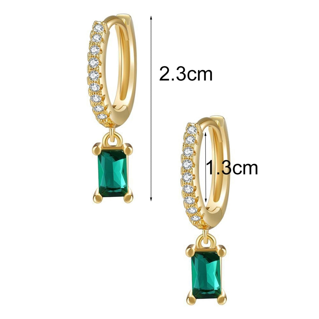 1 Pair Hoop Earrings Rectangular Cubic Zirconia Jewelry Delicate Geometric Earrings for Dating Image 9