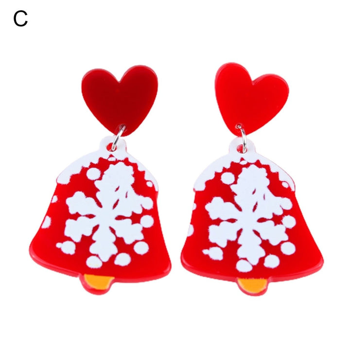 1 Pair Dangle Earrings Christmas Bell Dress Up Women Contrast Color Cartoon Dangle Earrings for Xmas Image 1