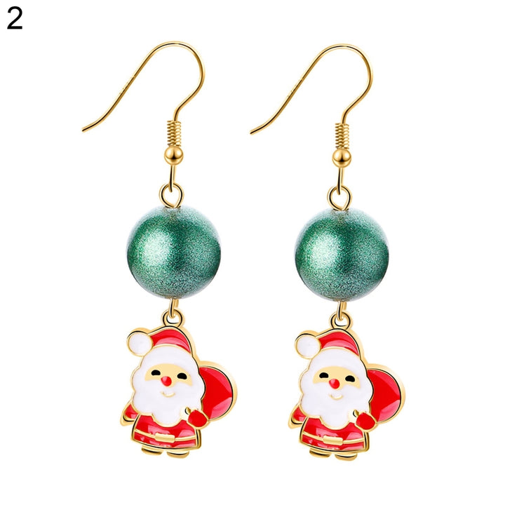 1 Pair Hook Earrings Santa Claus Cute Women Cartoon Animal Dangle Earrings for Christmas Image 3