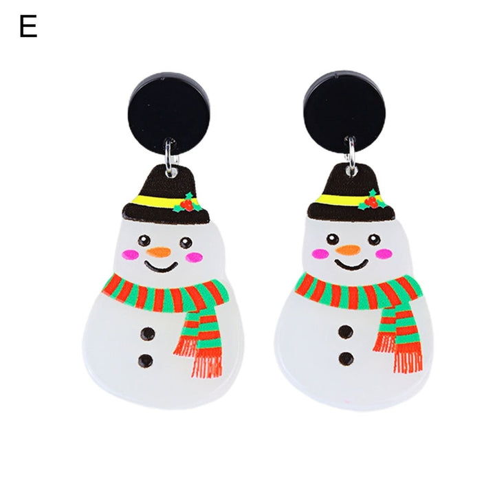 1 Pair Dangle Earrings Christmas Bell Dress Up Women Contrast Color Cartoon Dangle Earrings for Xmas Image 1