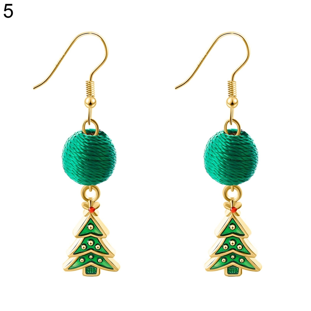 1 Pair Hook Earrings Santa Claus Cute Women Cartoon Animal Dangle Earrings for Christmas Image 6