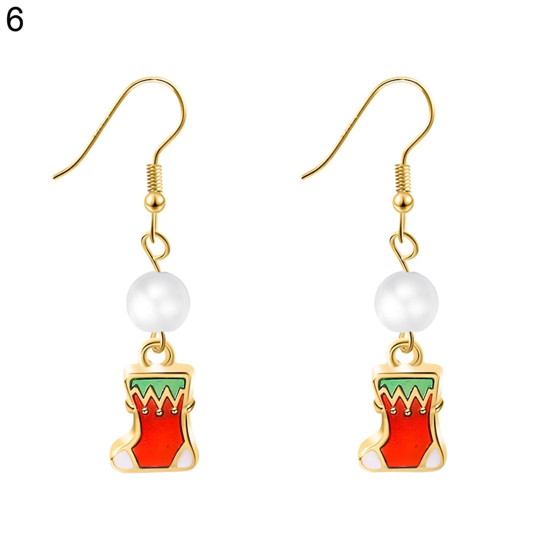 1 Pair Hook Earrings Santa Claus Cute Women Cartoon Animal Dangle Earrings for Christmas Image 7