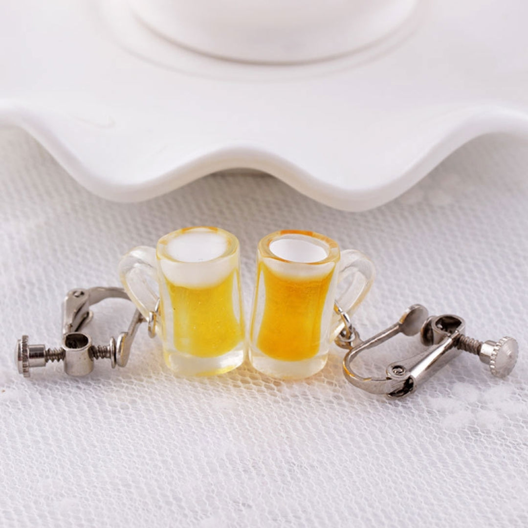 1 Pair Cute Vivid Drop Earrings Alloy Drink Bottle Pendant Clip Hook Earrings Fashion Jewelry Image 7