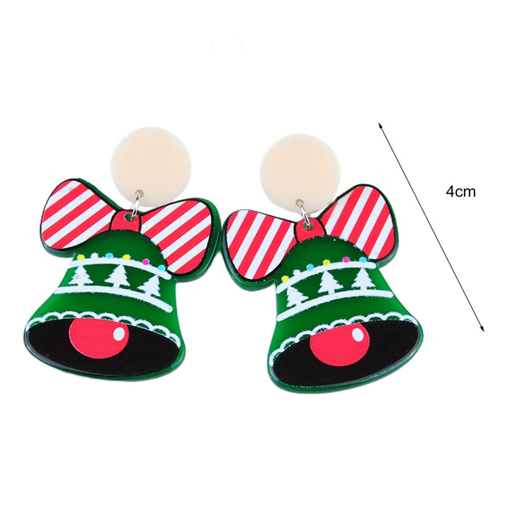 1 Pair Dangle Earrings Christmas Bell Dress Up Women Contrast Color Cartoon Dangle Earrings for Xmas Image 10