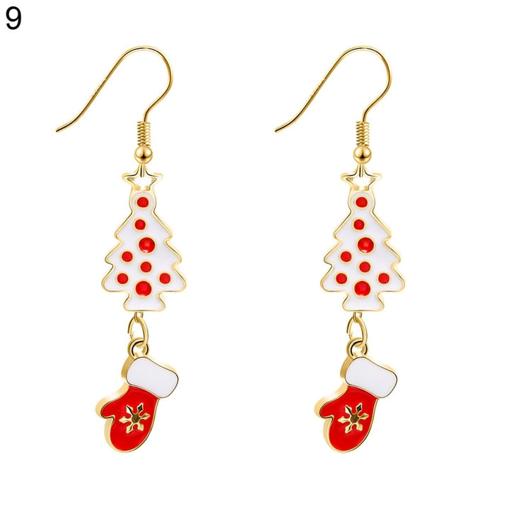 1 Pair Hook Earrings Santa Claus Cute Women Cartoon Animal Dangle Earrings for Christmas Image 1