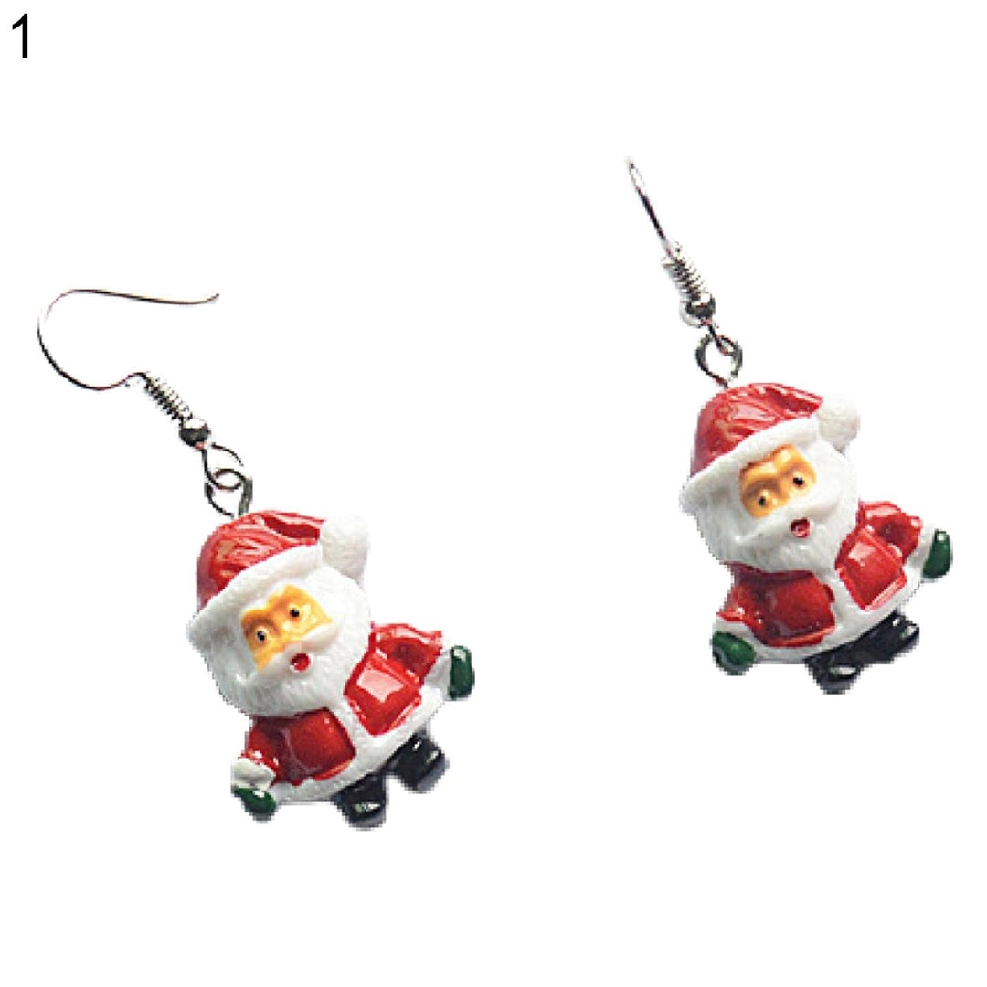 1 Pair Dangle Earrings Santa Claus Cute Women Cartoon Hat Pendant Hook Earrings for Christmas Image 1