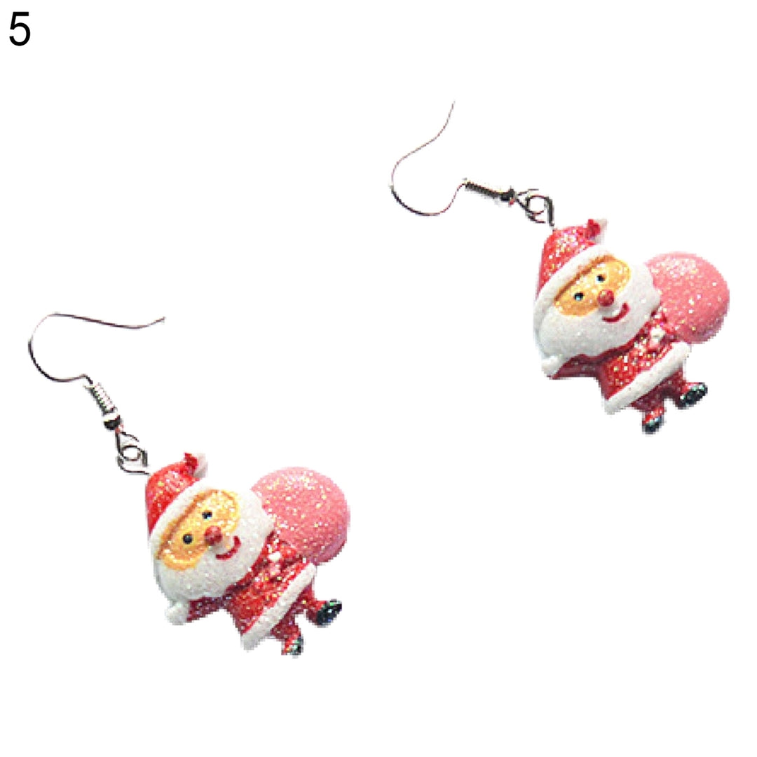 1 Pair Dangle Earrings Santa Claus Cute Women Cartoon Hat Pendant Hook Earrings for Christmas Image 8