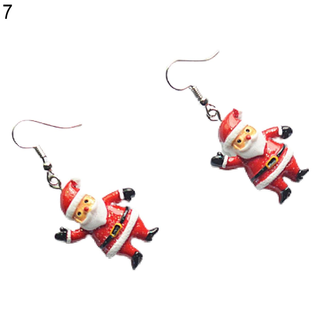 1 Pair Dangle Earrings Santa Claus Cute Women Cartoon Hat Pendant Hook Earrings for Christmas Image 10