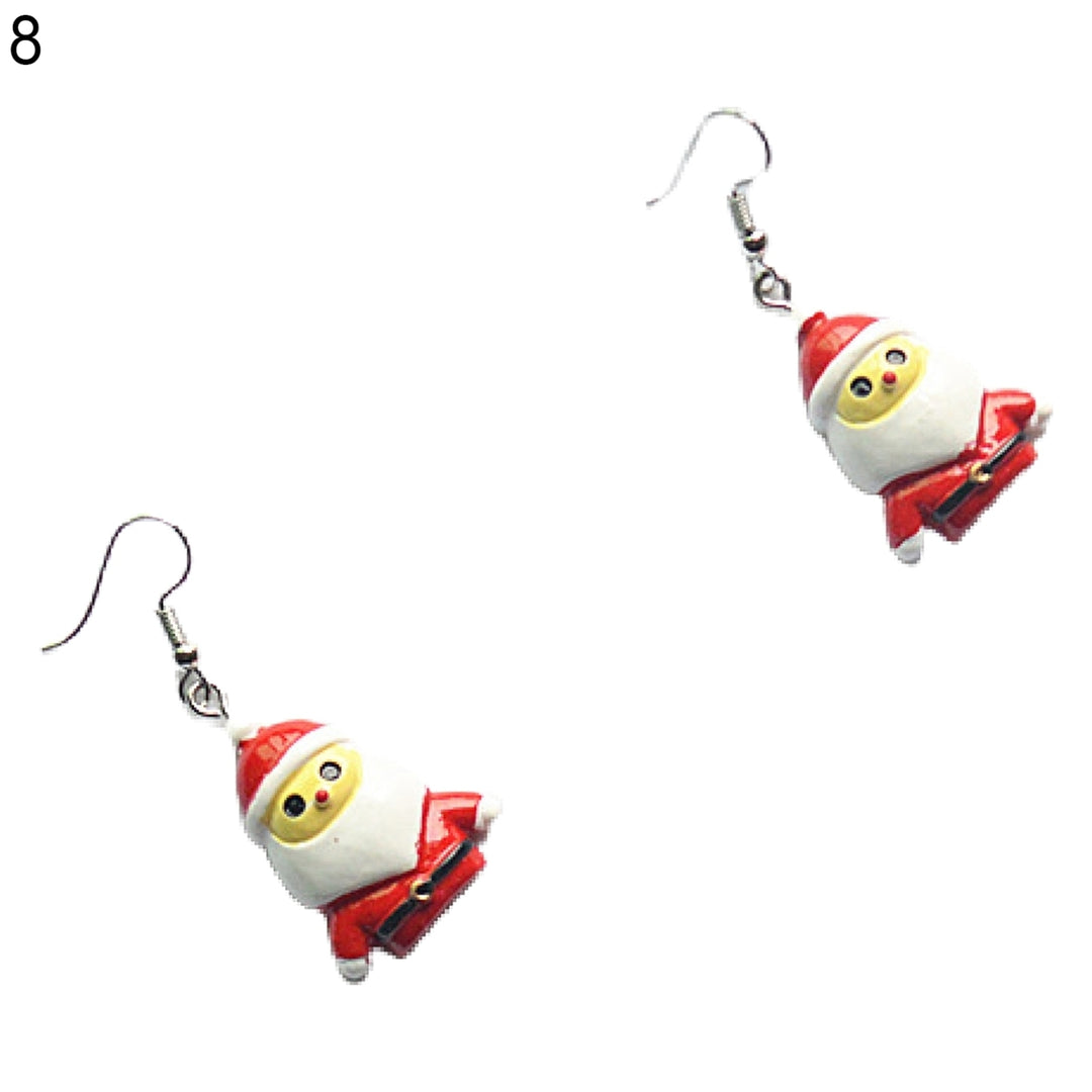 1 Pair Dangle Earrings Santa Claus Cute Women Cartoon Hat Pendant Hook Earrings for Christmas Image 11
