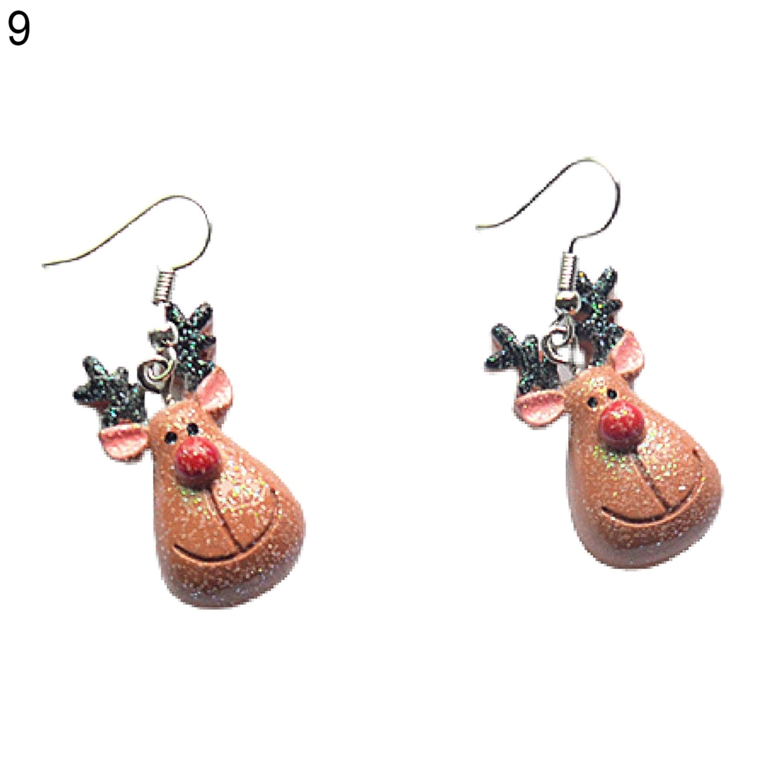 1 Pair Dangle Earrings Santa Claus Cute Women Cartoon Hat Pendant Hook Earrings for Christmas Image 12