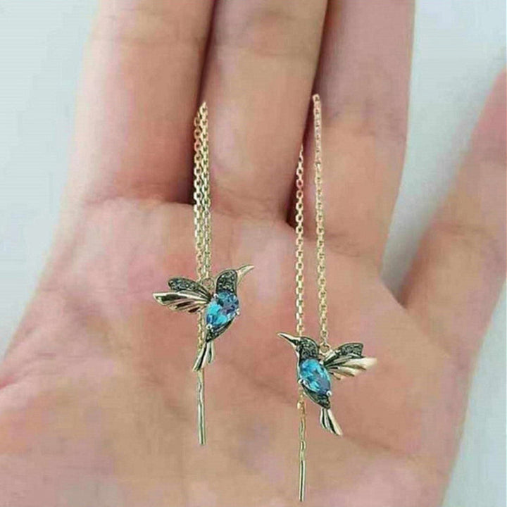 1 Pair Drop Earrings Attractive Non-allergenic Eco-friendly Hummingbird Long Pendant Dangle Earrings for Daily Image 2