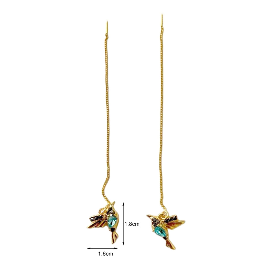 1 Pair Drop Earrings Attractive Non-allergenic Eco-friendly Hummingbird Long Pendant Dangle Earrings for Daily Image 4