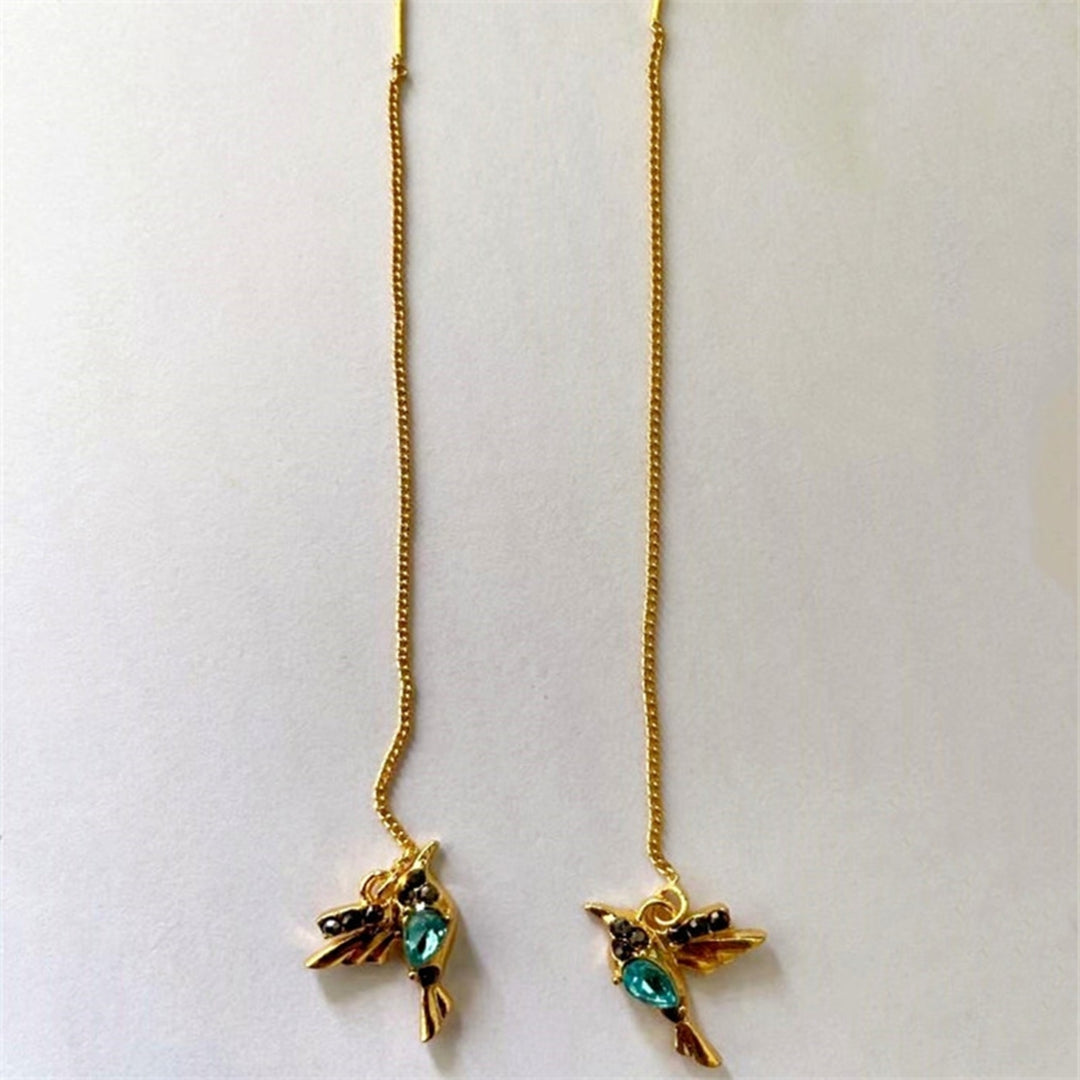 1 Pair Drop Earrings Attractive Non-allergenic Eco-friendly Hummingbird Long Pendant Dangle Earrings for Daily Image 7