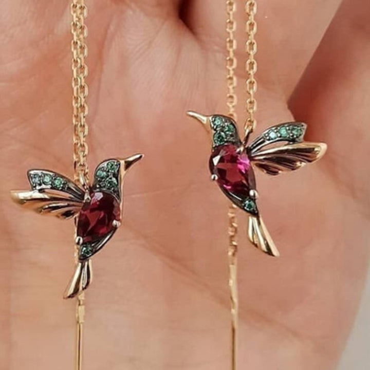 1 Pair Drop Earrings Attractive Non-allergenic Eco-friendly Hummingbird Long Pendant Dangle Earrings for Daily Image 8