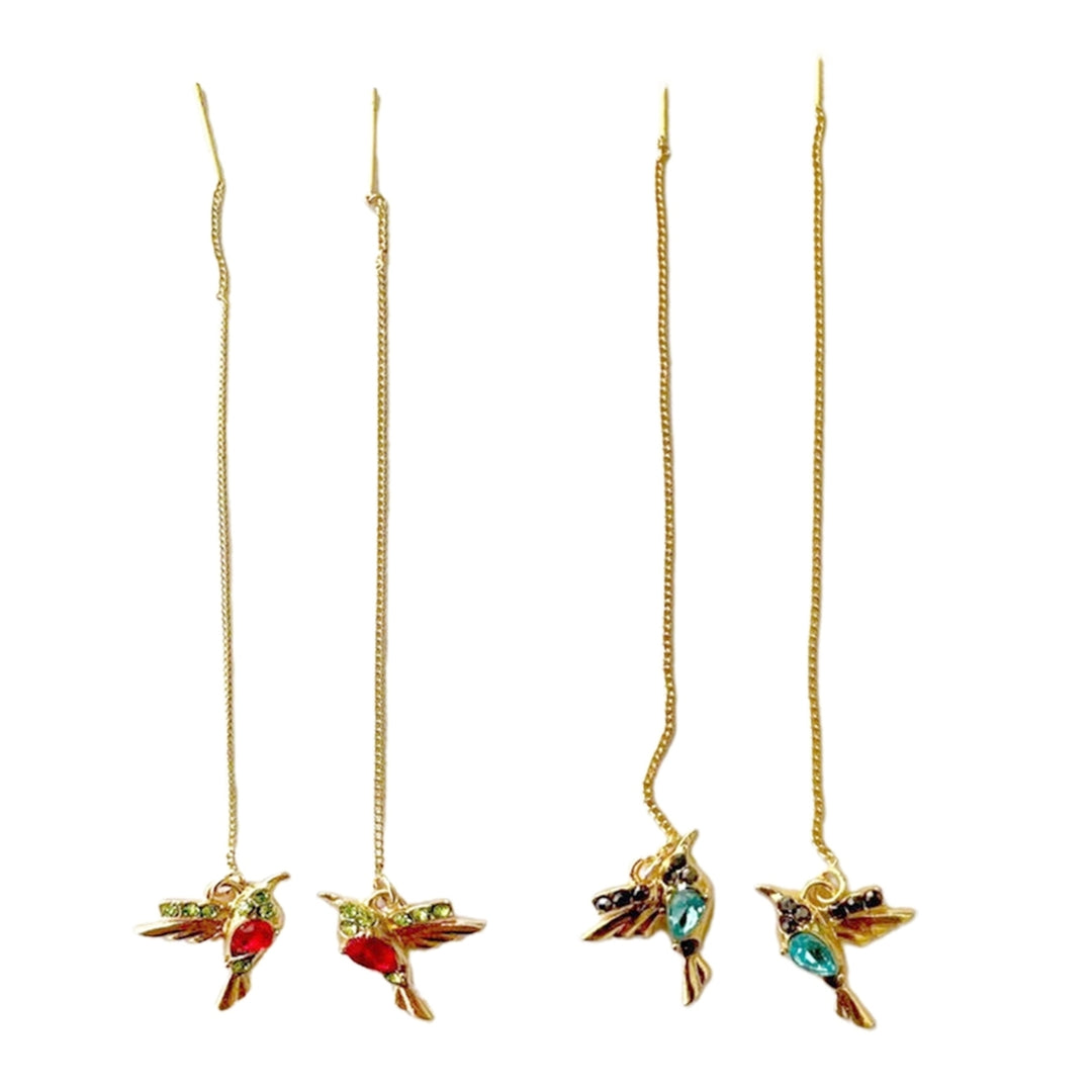 1 Pair Drop Earrings Attractive Non-allergenic Eco-friendly Hummingbird Long Pendant Dangle Earrings for Daily Image 9