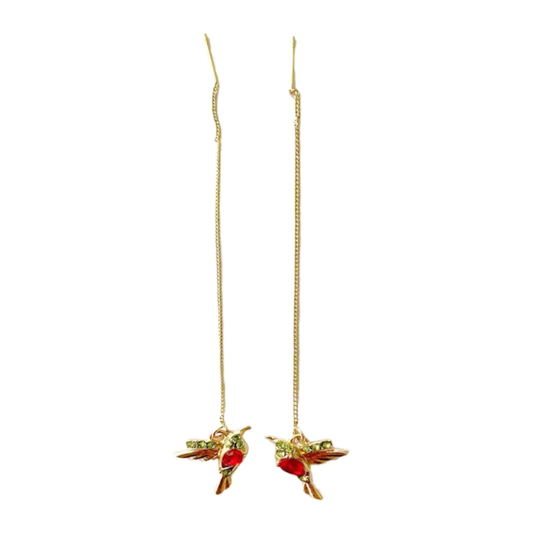 1 Pair Drop Earrings Attractive Non-allergenic Eco-friendly Hummingbird Long Pendant Dangle Earrings for Daily Image 10