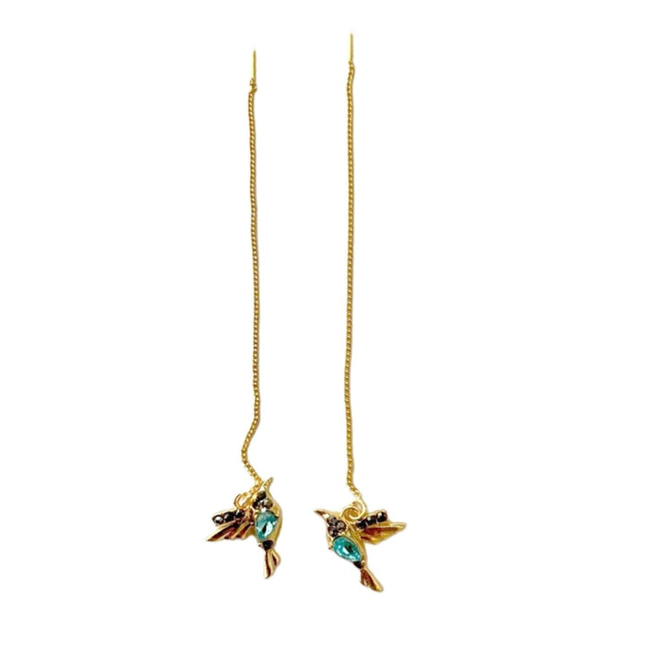 1 Pair Drop Earrings Attractive Non-allergenic Eco-friendly Hummingbird Long Pendant Dangle Earrings for Daily Image 1