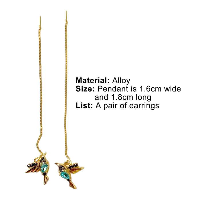 1 Pair Drop Earrings Attractive Non-allergenic Eco-friendly Hummingbird Long Pendant Dangle Earrings for Daily Image 12