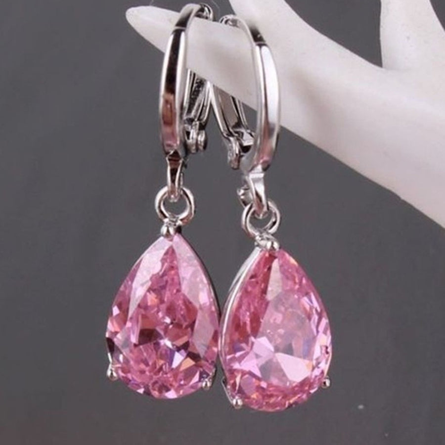 1 Pair Luxury Romantic Drop Earrings Alloy Faux Crystal Waterdrop Clip Earrings Party Jewelry Image 1