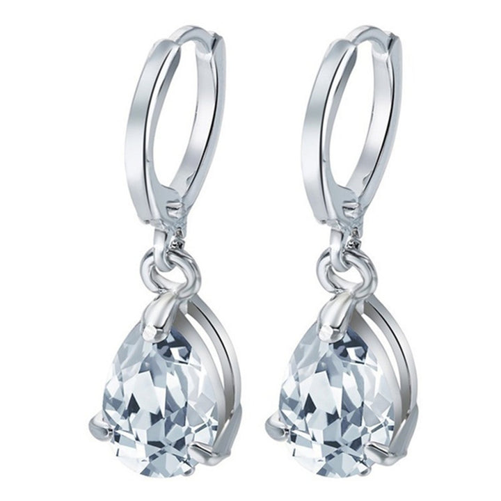 1 Pair Luxury Romantic Drop Earrings Alloy Faux Crystal Waterdrop Clip Earrings Party Jewelry Image 3