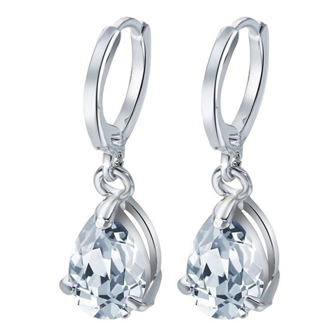 1 Pair Luxury Romantic Drop Earrings Alloy Faux Crystal Waterdrop Clip Earrings Party Jewelry Image 1