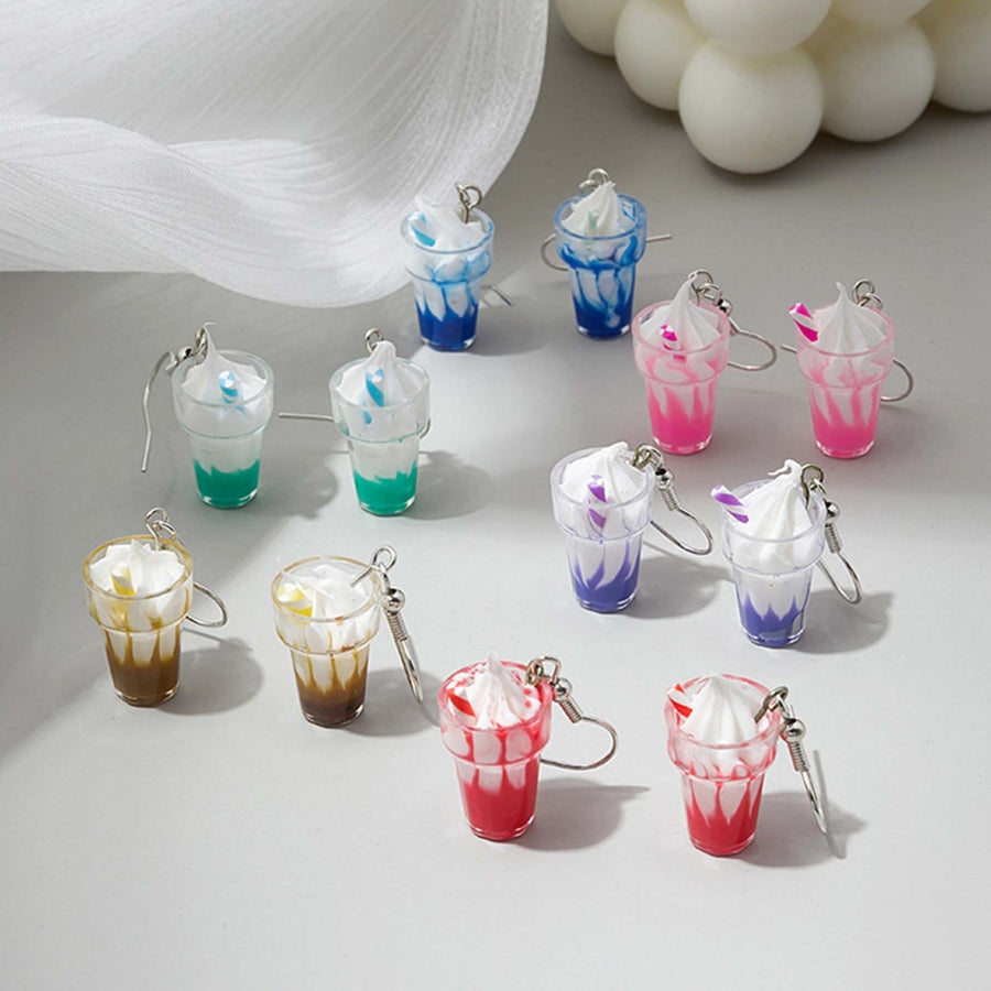 1 Pair Dangle Earrings Ice Cream Cup Decoration Jewelry Korean Style Delicate Hook Earrings for Daily Wear Image 1