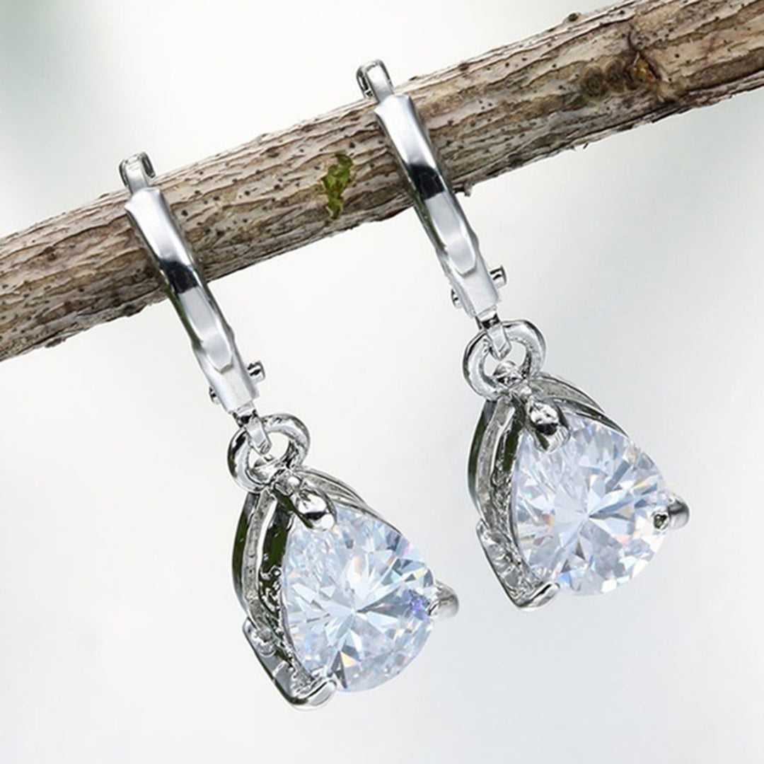 1 Pair Luxury Romantic Drop Earrings Alloy Faux Crystal Waterdrop Clip Earrings Party Jewelry Image 10