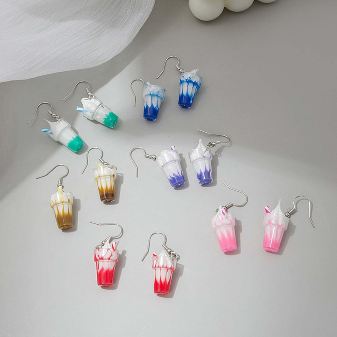 1 Pair Dangle Earrings Ice Cream Cup Decoration Jewelry Korean Style Delicate Hook Earrings for Daily Wear Image 9