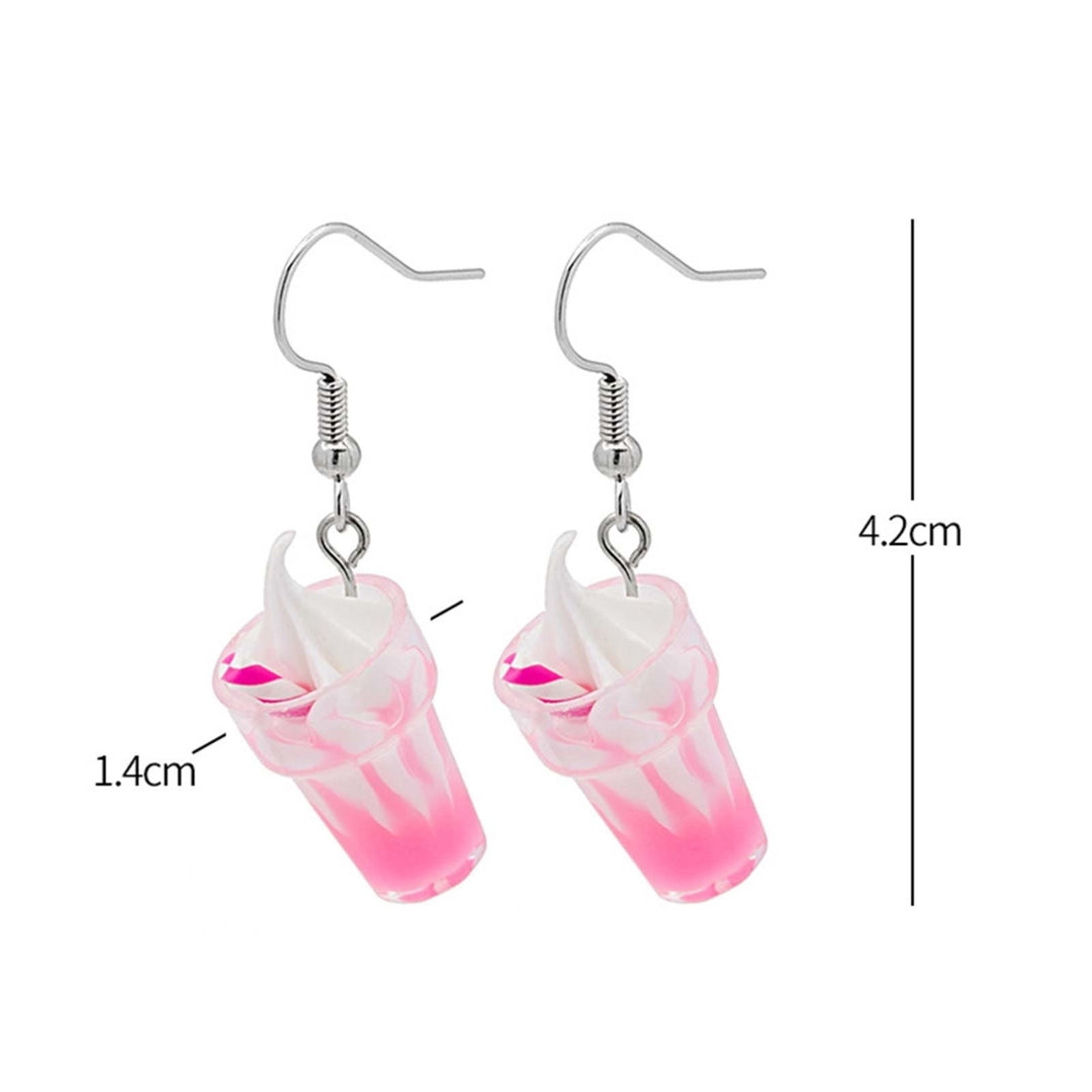 1 Pair Dangle Earrings Ice Cream Cup Decoration Jewelry Korean Style Delicate Hook Earrings for Daily Wear Image 11