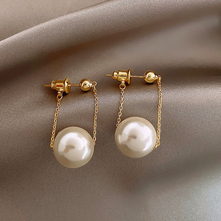 1 Pair Piercing Bright Color Women Earrings Alloy Simple Faux Pearl Pendant Wedding Earrings Jewelry Accessory Image 1
