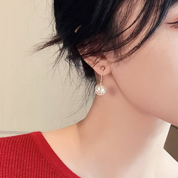 1 Pair Piercing Bright Color Women Earrings Alloy Simple Faux Pearl Pendant Wedding Earrings Jewelry Accessory Image 4