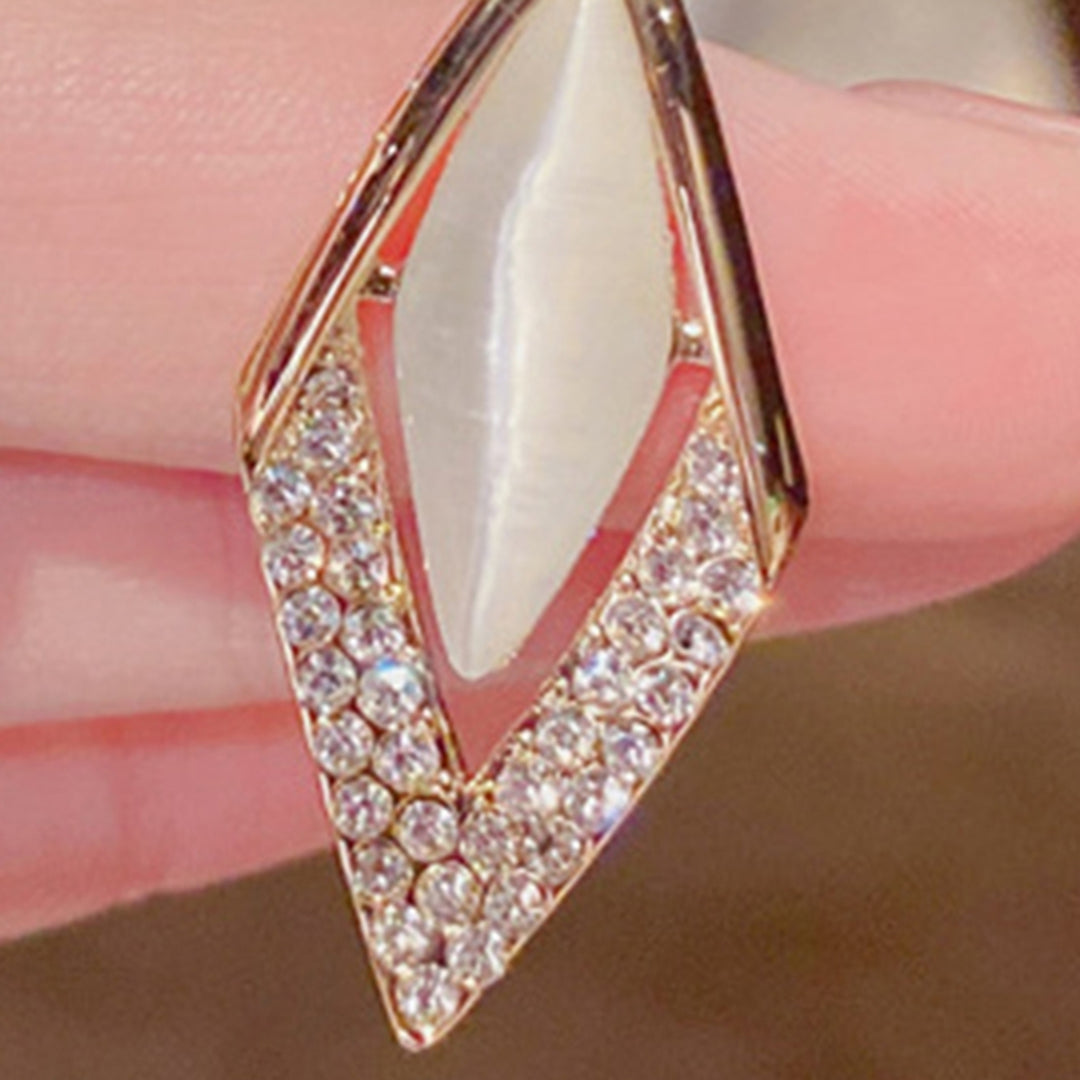1 Pair Rhinestone Shiny Drop Earrings Alloy Faux Opal Rhombus Pendant Hook Earrings Party Jewelry Image 10