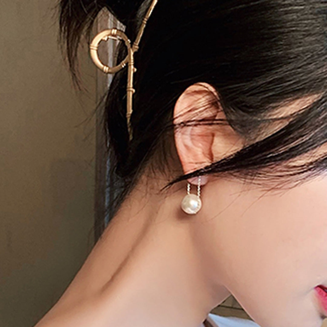 1 Pair Piercing Bright Color Women Earrings Alloy Simple Faux Pearl Pendant Wedding Earrings Jewelry Accessory Image 8