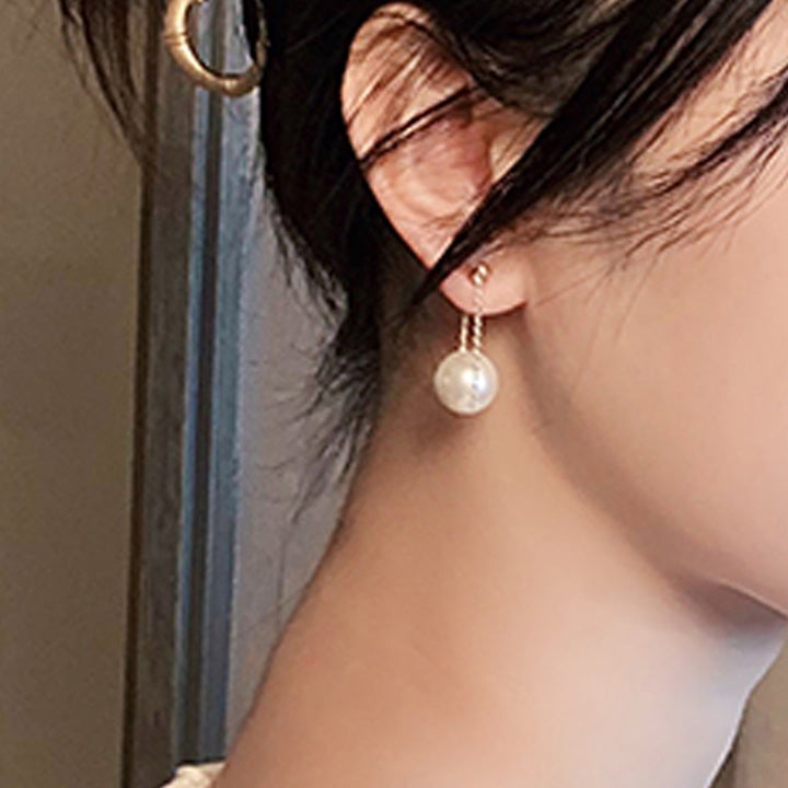 1 Pair Piercing Bright Color Women Earrings Alloy Simple Faux Pearl Pendant Wedding Earrings Jewelry Accessory Image 9