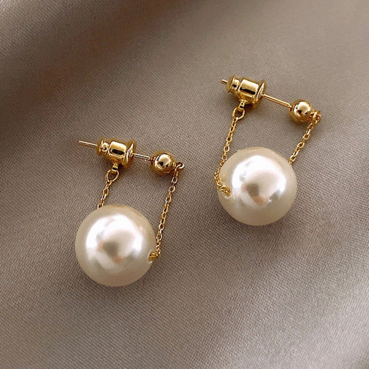 1 Pair Piercing Bright Color Women Earrings Alloy Simple Faux Pearl Pendant Wedding Earrings Jewelry Accessory Image 11