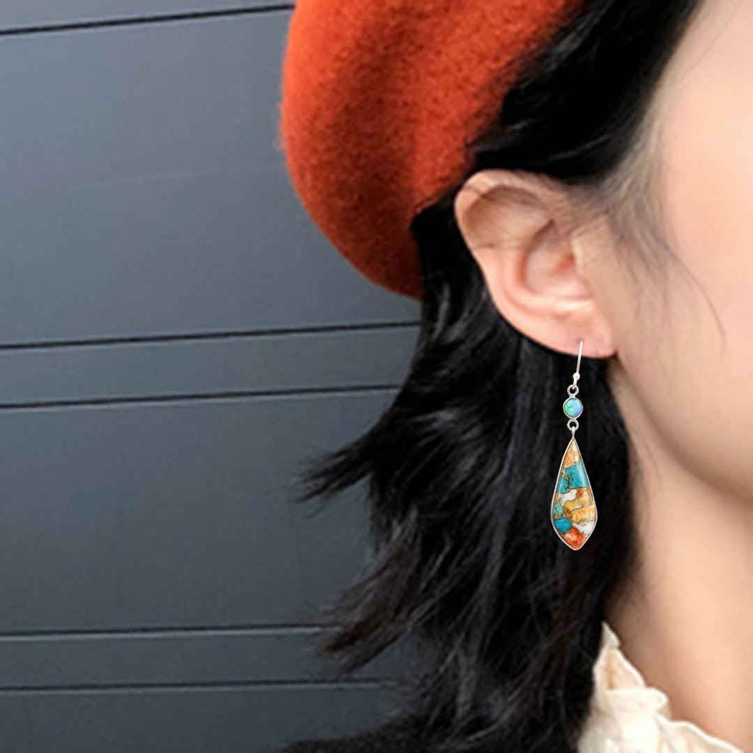 1 Pair Glossy Retro Style Women Dangle Earrings Trendy Beautiful Metal Drop Earrings for Lady Image 3