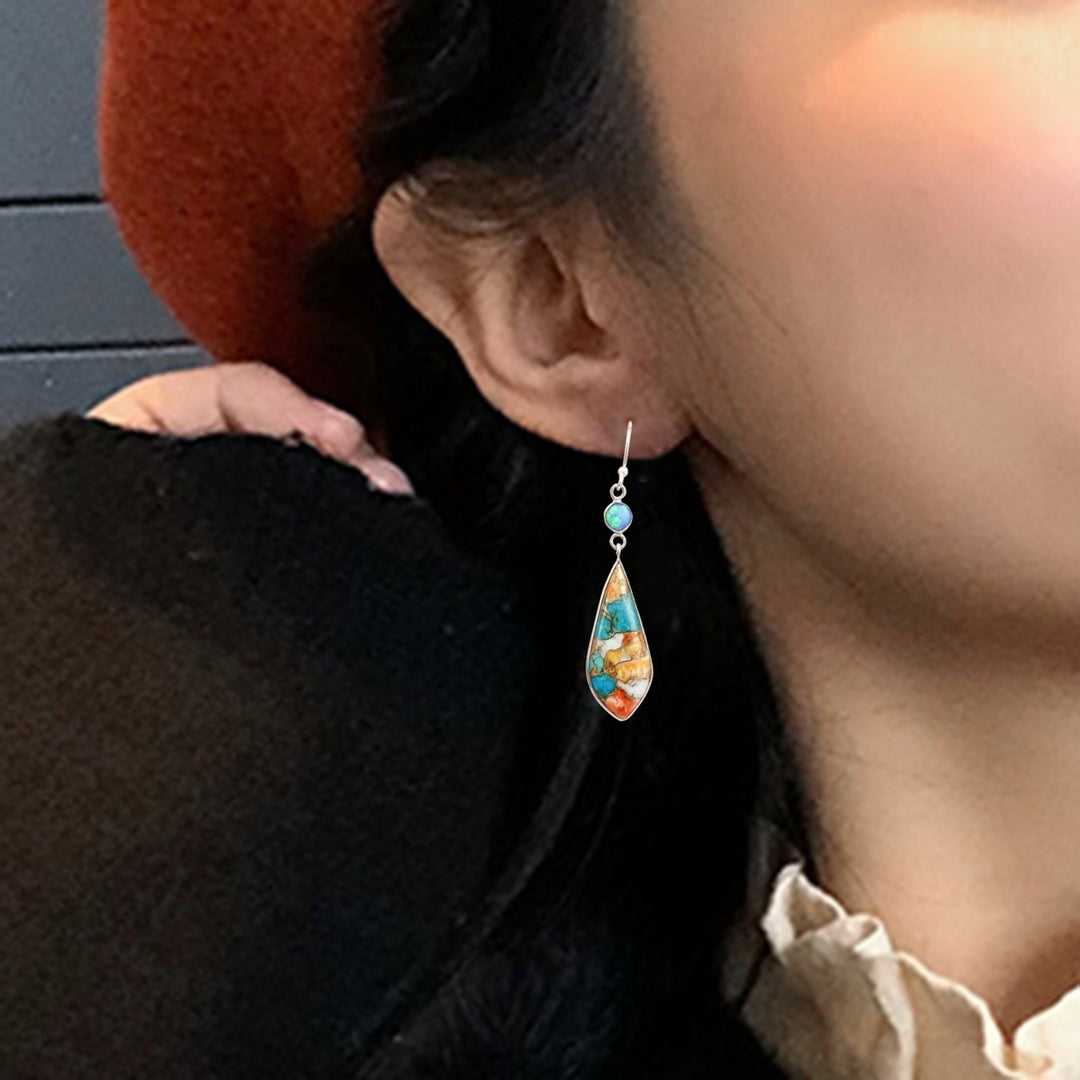 1 Pair Glossy Retro Style Women Dangle Earrings Trendy Beautiful Metal Drop Earrings for Lady Image 7