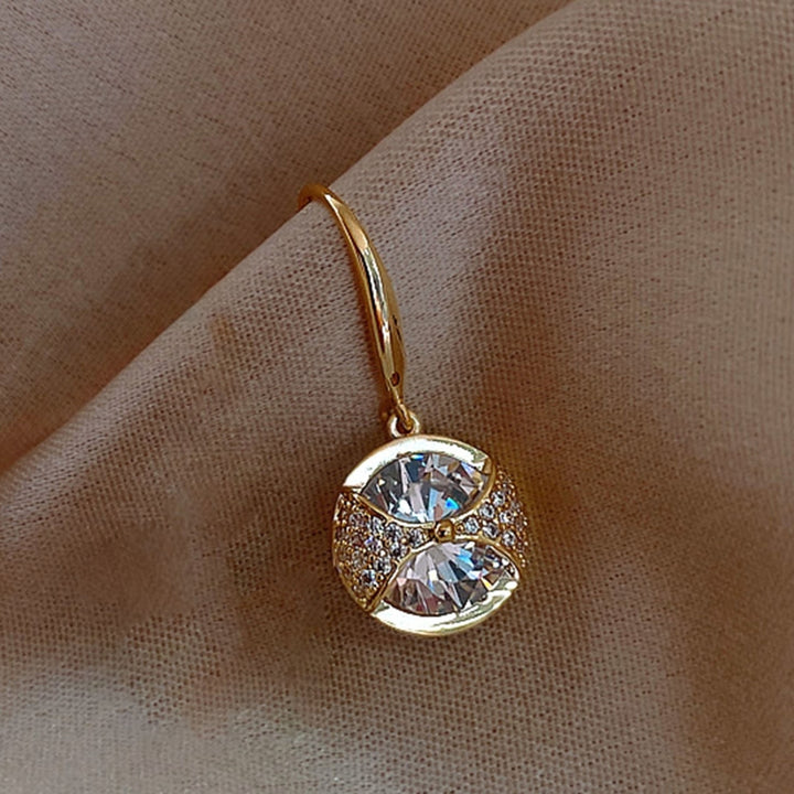 1 Pair Hook Earrings Round Pendant Rhinestone Jewelry Delicate Long Lasting Drop Earrings for Wedding Image 8