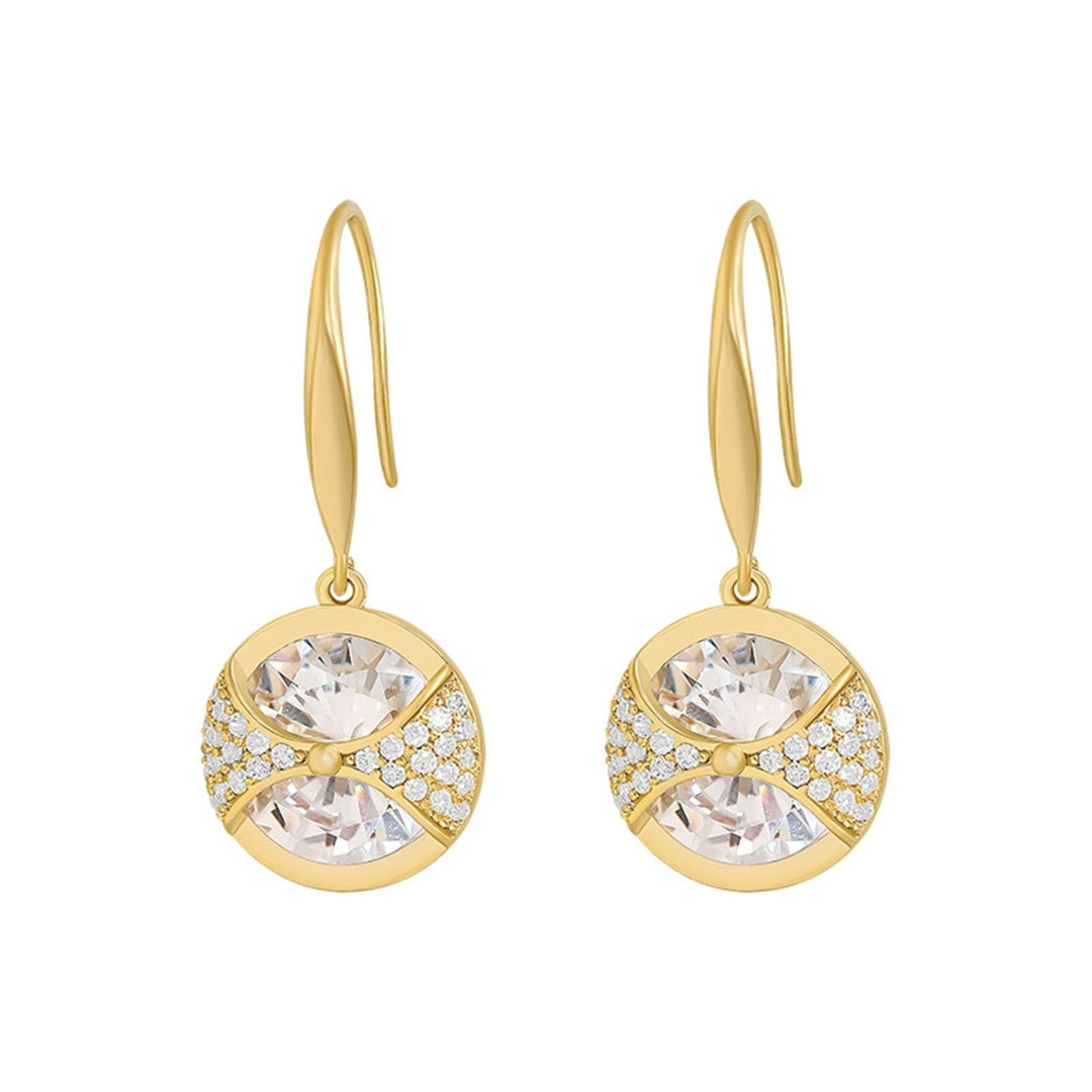 1 Pair Hook Earrings Round Pendant Rhinestone Jewelry Delicate Long Lasting Drop Earrings for Wedding Image 9
