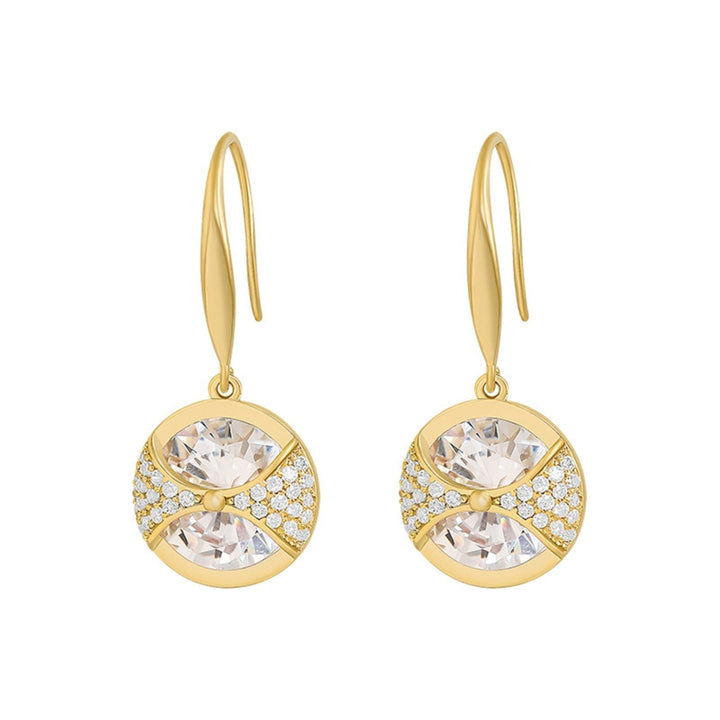 1 Pair Hook Earrings Round Pendant Rhinestone Jewelry Delicate Long Lasting Drop Earrings for Wedding Image 9