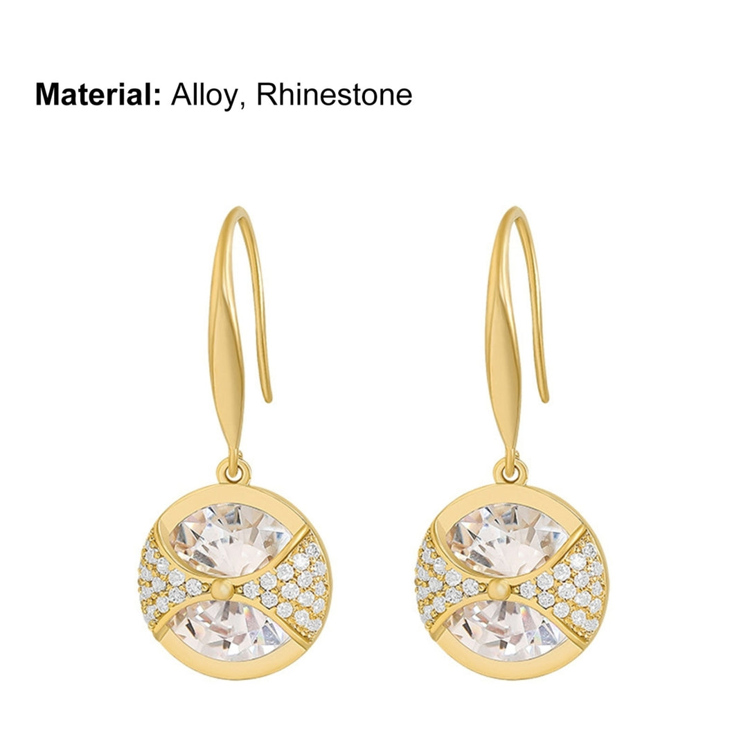 1 Pair Hook Earrings Round Pendant Rhinestone Jewelry Delicate Long Lasting Drop Earrings for Wedding Image 12
