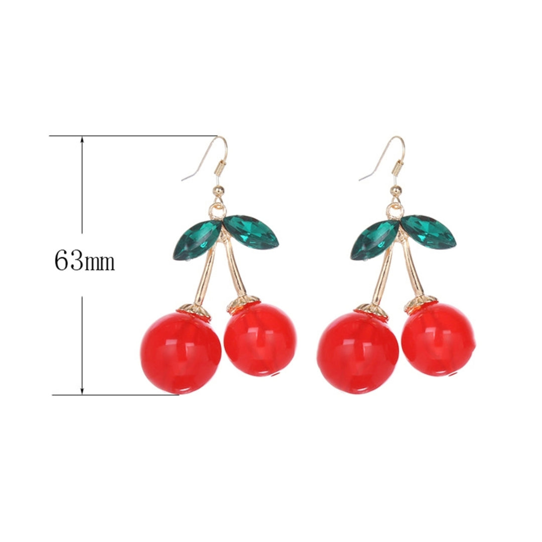 1 Pair Hook Earrings Leaf Cherry Jewelry Long Lasting Sparkling Dangle Earrings for Daily Wear Image 4